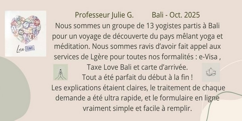 Groupe Julie Gavalda témoignage Bali oct 25