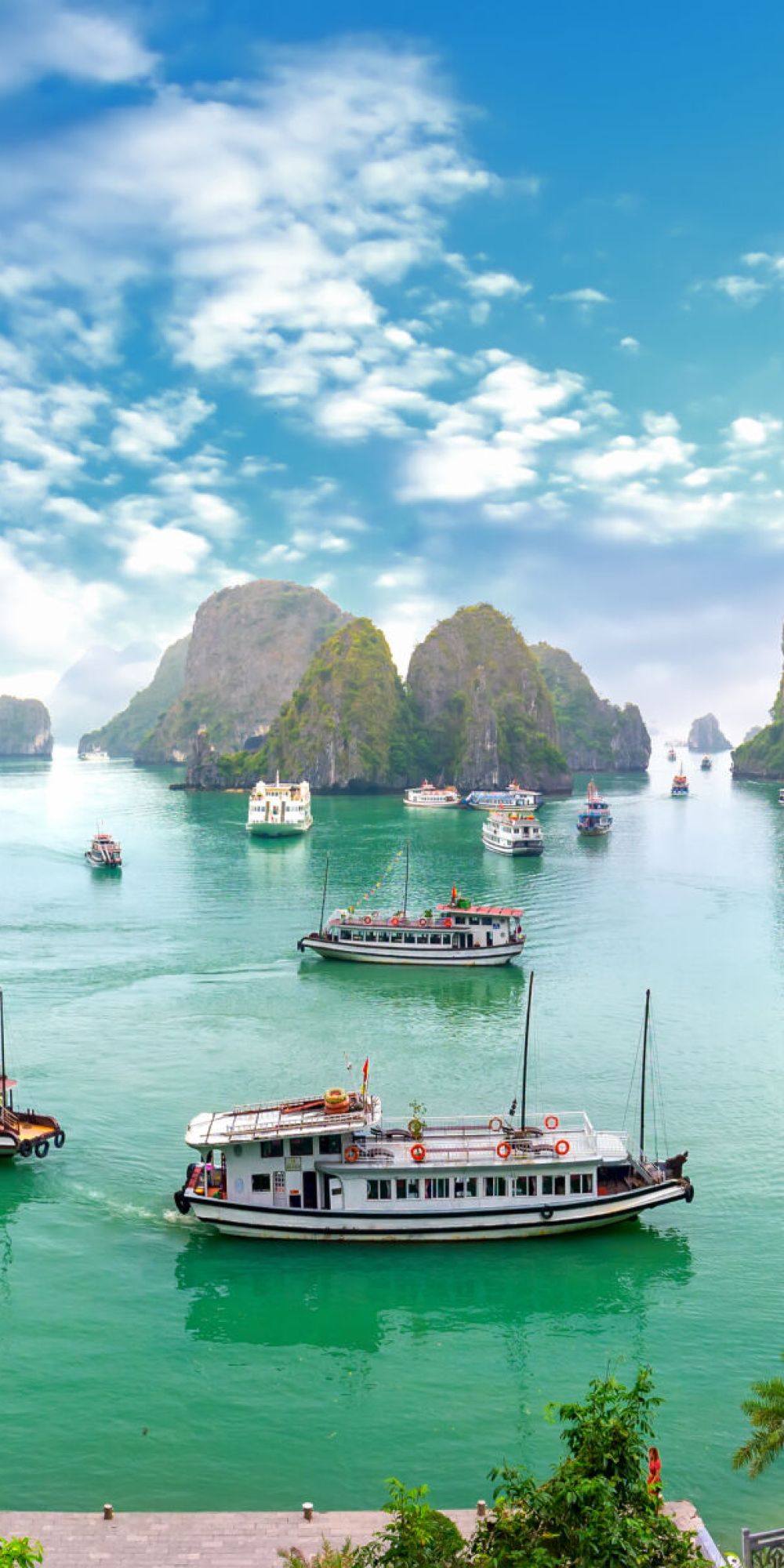 Beautiful landscape Halong Bay view from adove the Bo Hon Island